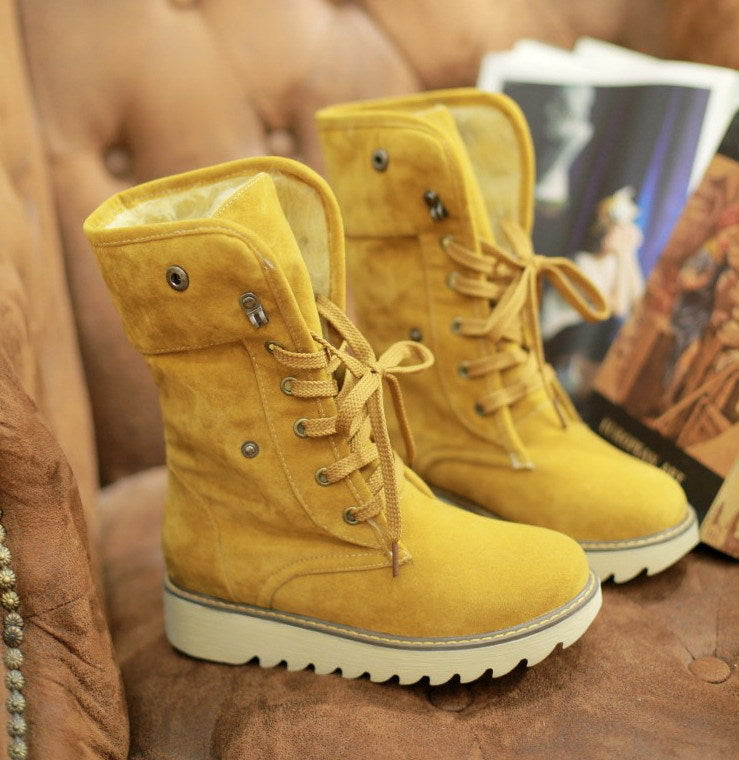 Bottes d’Hiver Fourrure – Snow Boots à Lacets Femme – Chaudes & Antidérapantes