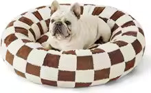 Donut Large Dog Bed, Cute Round Calming Dog Bed with Removable Washable Cover, Orthopedic Pet Beds