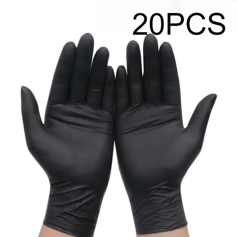 20/50/100PCS Disposable Nitrile Exam Gloves for Auto, Tattoo, Dentistry, Catering, 4.3 mil - XL, Black (Case of 1000)