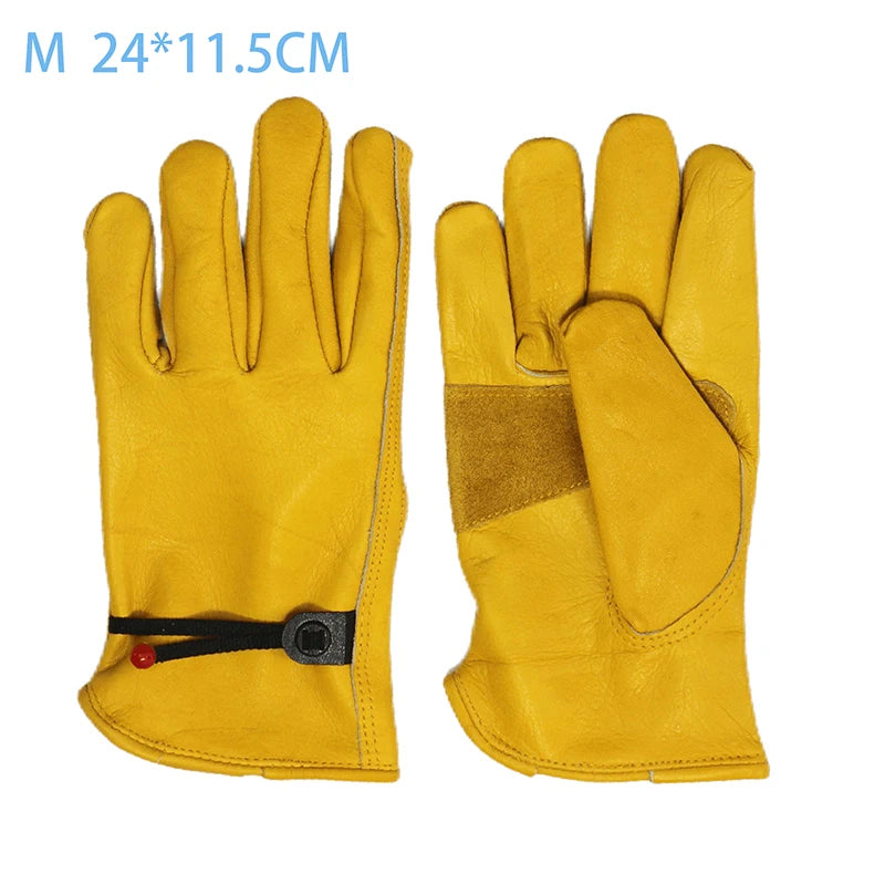 Men's HydraHyde Leather Winter Work Gloves | Water-Resistant | Insulated Cow Leather Work Glove Soft Cowhide Welding Security Protection Gloves Workers Mechanic Driver Hunting Driving Farm Garden Glove