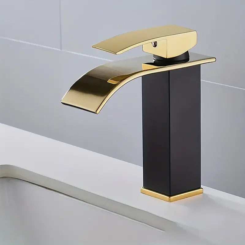 Gold Bathroom Faucet, Brushed Gold Bathroom Faucet, Gold Faucets for Bathroom Vanity, Hot and Cold Dual Control Stainless Steel Alloy Finish Suitable for Bathroom Sink