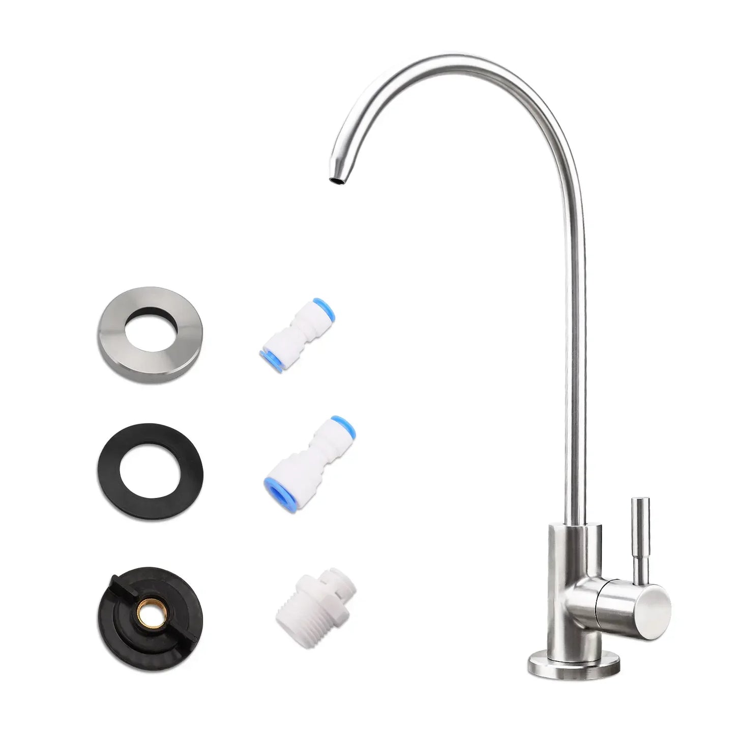 Water Filter Faucet Drinking Water Beverage Faucet 1/4"Kitchen Faucet Water Purifier Tap Drinking Tap Single Cold Water Sink Faucet Stainless Steel Filter Clean Water Faucet