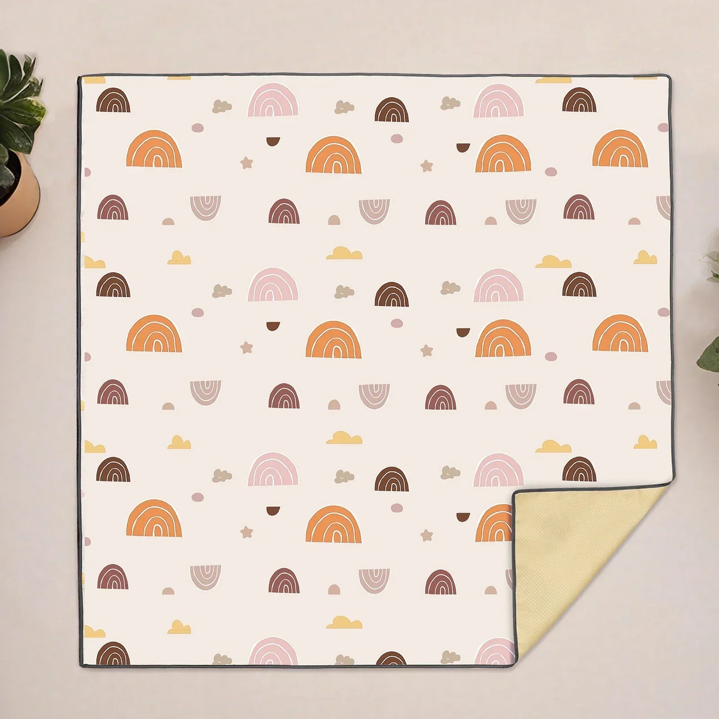 Baby Play Mat, Thicken Foam Cushioned & Waterproof Playpen Mat for Infants and Toddlers, Stylish and Just Wipe-Clean Playmat for Baby Play on Floor