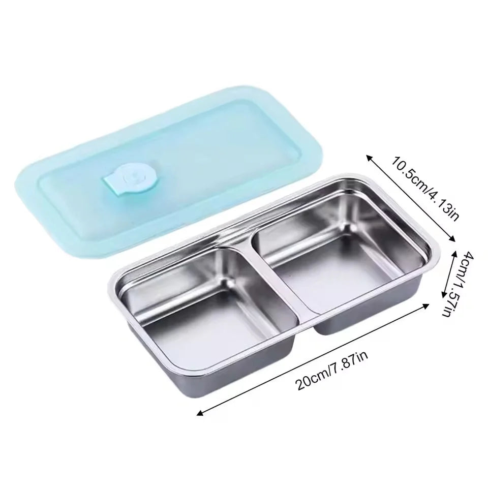 Stainless Steel Snack Containers Double Compartment Reusable Snack Containers Leak-proof Lunch Boxes For Outdoor Camping Picnic