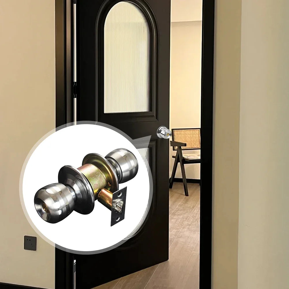 Door Knobs,Privacy Door Knob with Lock, Interior Doorknobs Silver, Keyless Door Locks Set for Bedrooms Bathrooms, Reversible for Left/Right Door Handle
