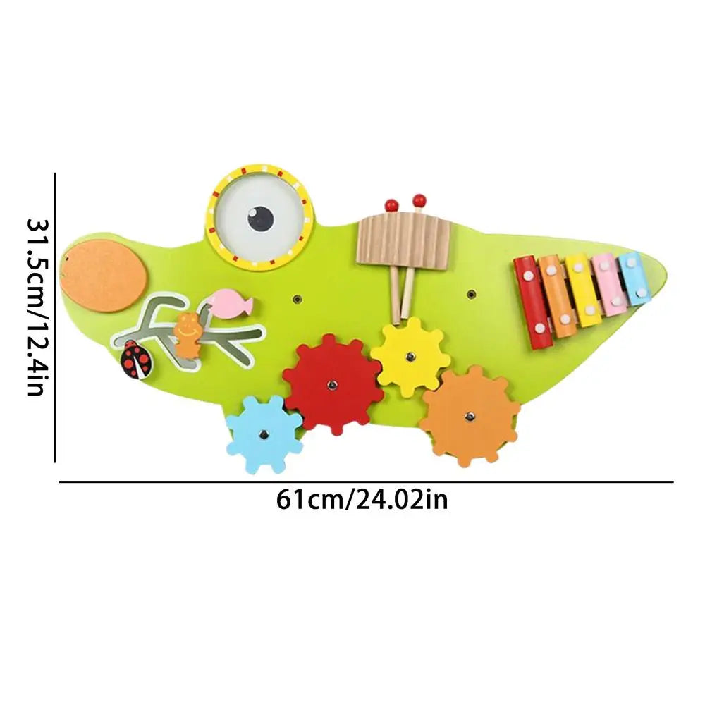 11-in-1 Kids Wall Busy Panels Wooden Sensory Board Montessori Sensory Learning Activity Center for Children Playroom Toys