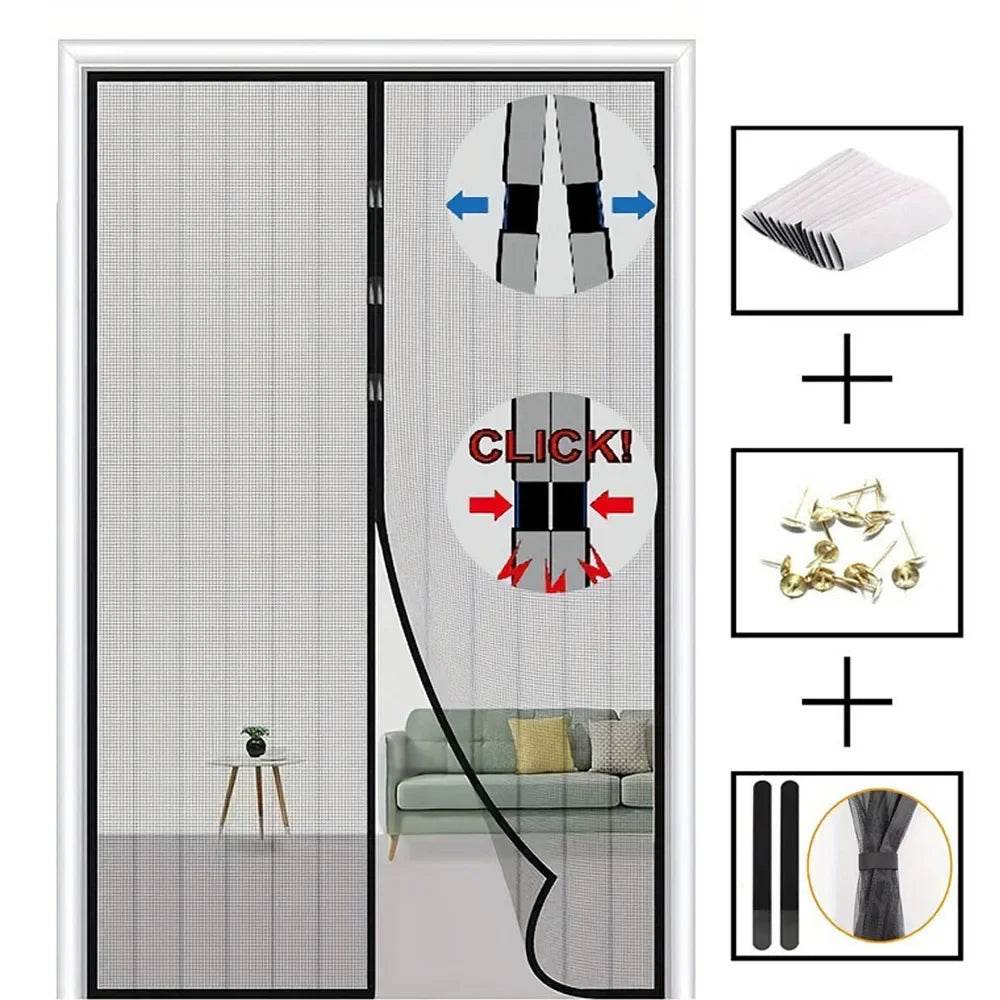 Magnetic Screen Door Fits Door Curtain Anti Mosquito Insect Fly Bug Automatic Closing Household Ventilation Door Curtain
