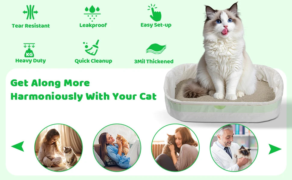 Heavy Duty Extra Thick Litter Pan Liners,Jumbo Drawstring Cat Litter Bags,Large Litter Box Liners 37x18inch 1/2/5 Rolls