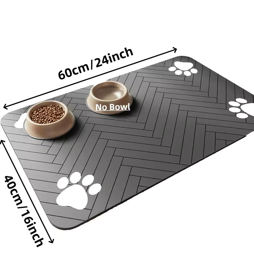 Super Absorbent Dog Food Mat ,Non-Slip Bowl Mat for Food and Water with Waterproof Rubber Backing, Quick Dry Water Mat for Dog Cat