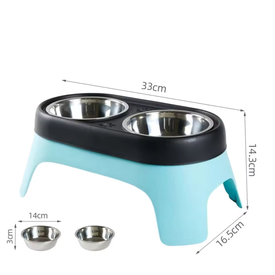 Dog Food Bowls Stainless Steel Dog Bowls, Double Bowl High Foot Leak Proof Pet Feeder Accessories