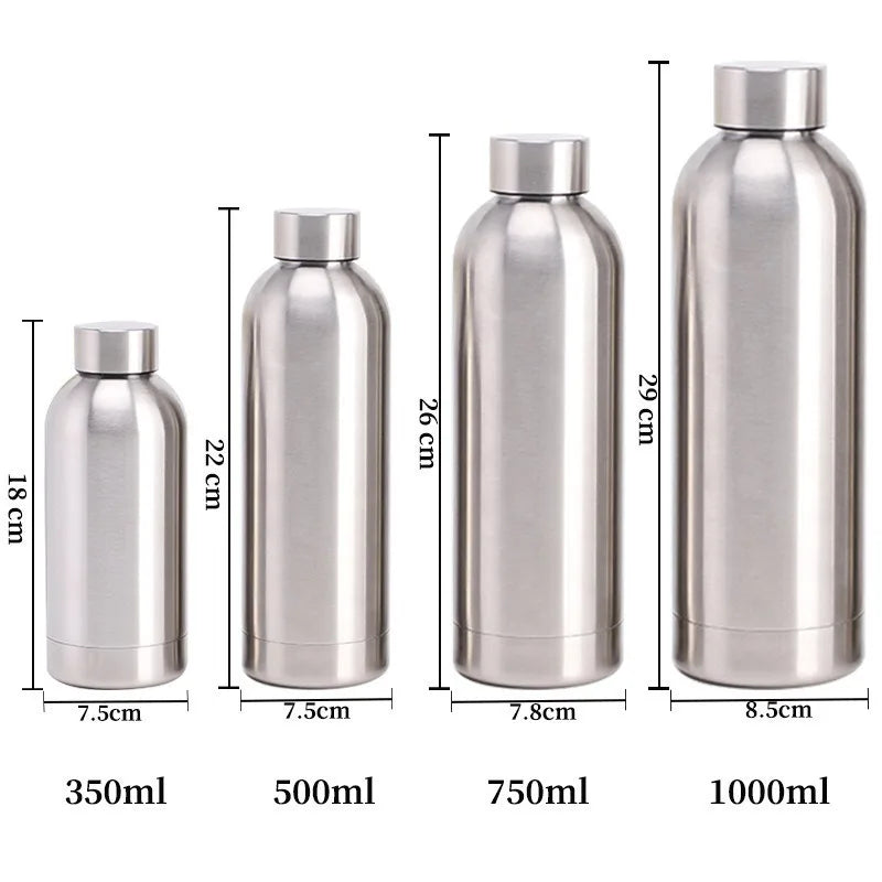Stainless Steel Water Bottle 1 Liter Free Shipping Items, Drink Bottle for Sport Travel Cups, 500 750 1000ml Water Bottles