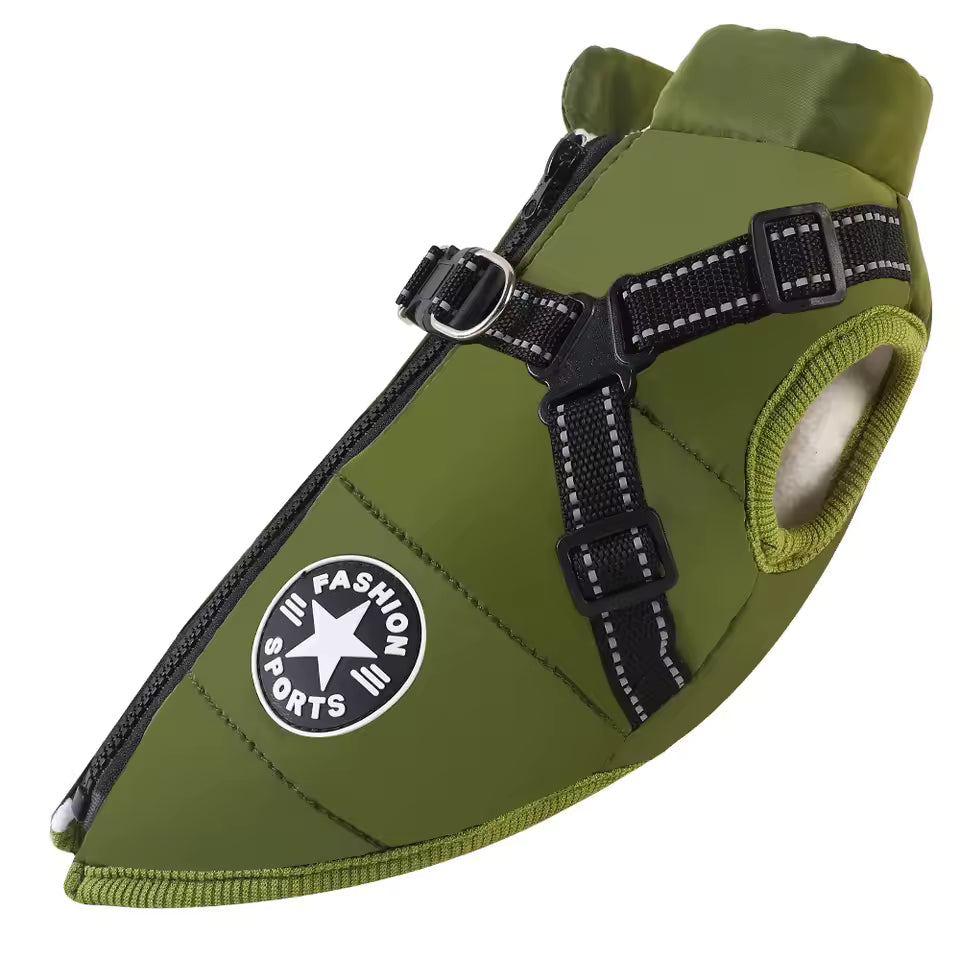 Dog Coat, XXXL Dog Jacket with Harness Built in, Waterproof Pet Winter Coat Snowsuit with Zip, Reflective Fleece Jacket for Extra Large Dogs, Great Dane