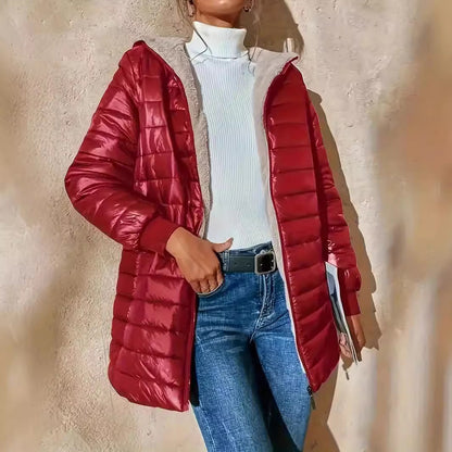 Veste Longue Matelassée à Capuche – Doublée Polaire & Coupe Ample