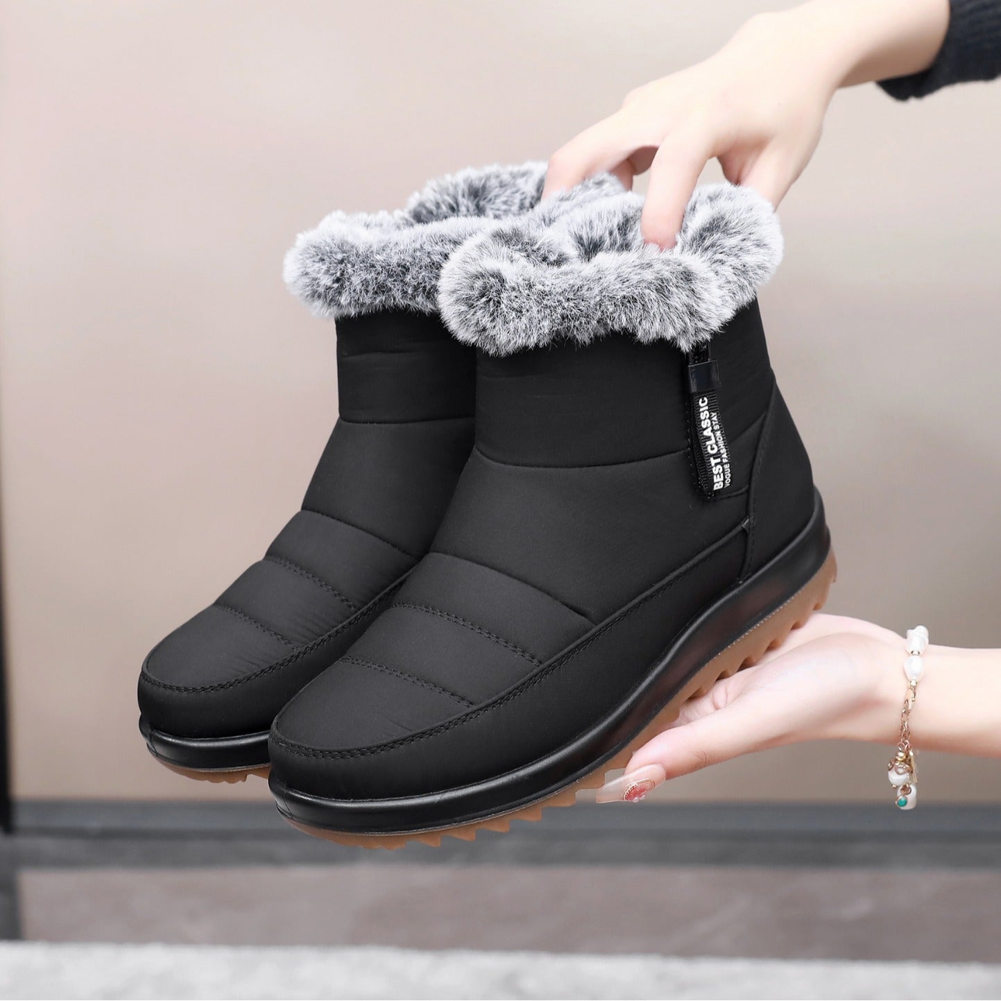 Bottines d’Hiver Fourrées – Snow Boots à Zipper Latéral & Confort Doux
