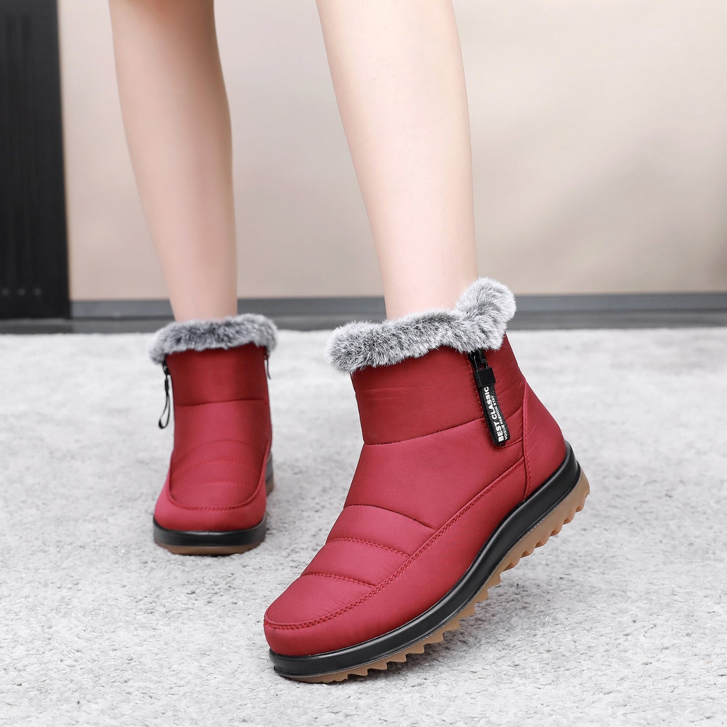 Bottines d’Hiver Fourrées – Snow Boots à Zipper Latéral & Confort Doux
