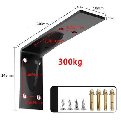 Shelf Brackets 12 Inch, Strong Heavy Duty Floating Shelf Brackets, Industrial Metal Iron Matte Black Shelving Brackets, Thick Brackets Loadbearing 600kg Wall Triangular Support Bracket Suspended TV Cabinet Desk Partition Fixed