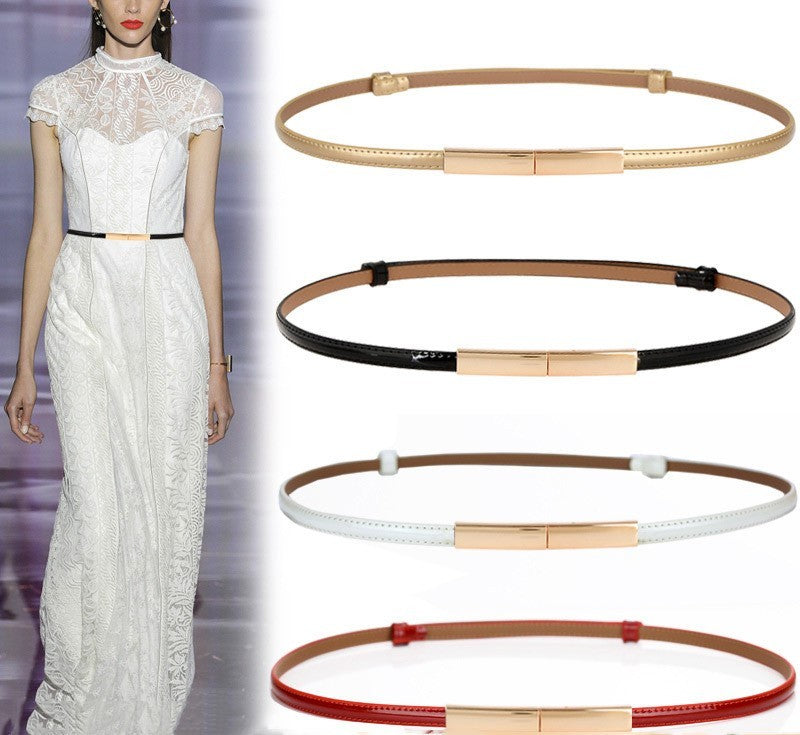 Simple Ceinture Mince Et Polyvalent En Cuir Mode