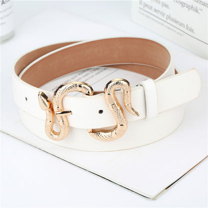 Mode Serpent Boucle Pu Ceinture All-Match Simple Jeans Costume Ceinture