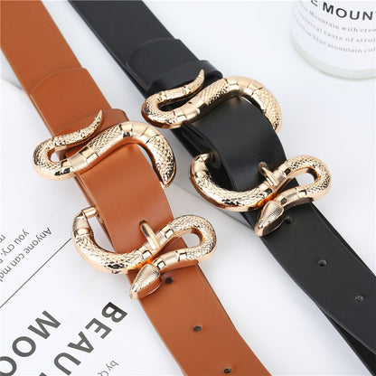 Mode Serpent Boucle Pu Ceinture All-Match Simple Jeans Costume Ceinture