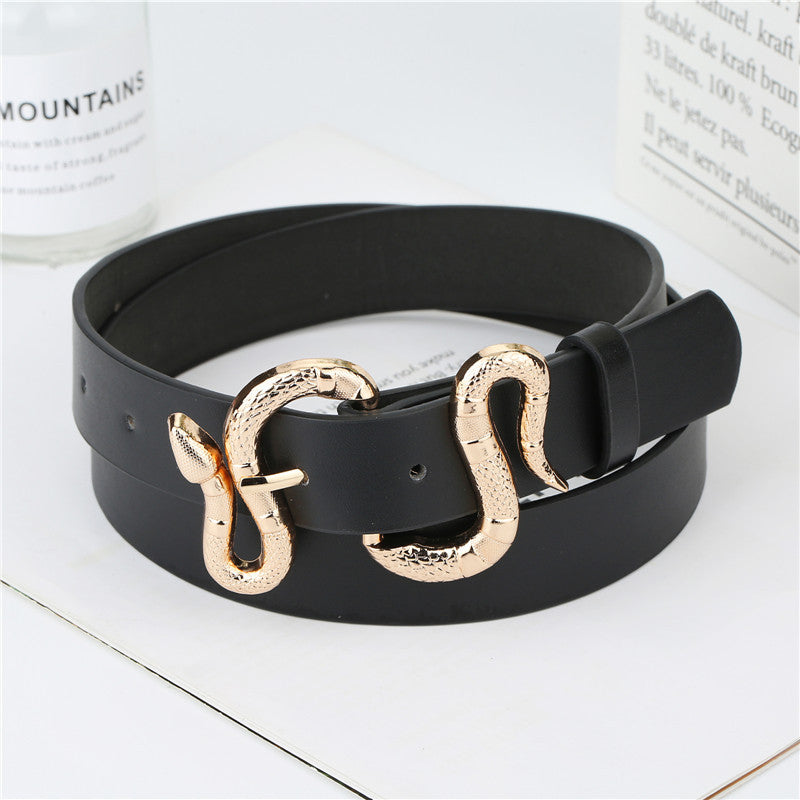Mode Serpent Boucle Pu Ceinture All-Match Simple Jeans Costume Ceinture