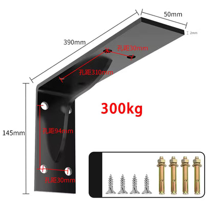 Shelf Brackets 12 Inch, Strong Heavy Duty Floating Shelf Brackets, Industrial Metal Iron Matte Black Shelving Brackets, Thick Brackets Loadbearing 600kg Wall Triangular Support Bracket Suspended TV Cabinet Desk Partition Fixed