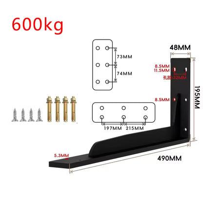 Shelf Brackets 12 Inch, Strong Heavy Duty Floating Shelf Brackets, Industrial Metal Iron Matte Black Shelving Brackets, Thick Brackets Loadbearing 600kg Wall Triangular Support Bracket Suspended TV Cabinet Desk Partition Fixed