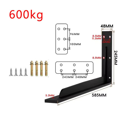 Shelf Brackets 12 Inch, Strong Heavy Duty Floating Shelf Brackets, Industrial Metal Iron Matte Black Shelving Brackets, Thick Brackets Loadbearing 600kg Wall Triangular Support Bracket Suspended TV Cabinet Desk Partition Fixed
