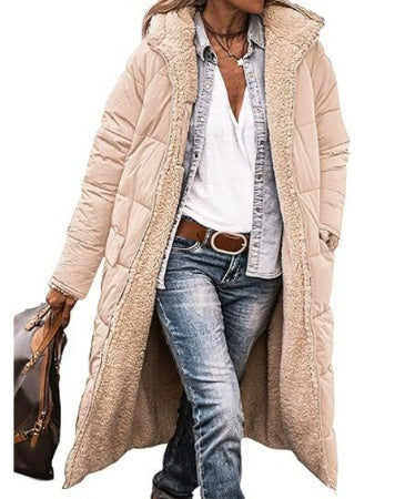 Manteau long à capuche de couleur unie, manches longues, double face, slim, élégant, cardigan