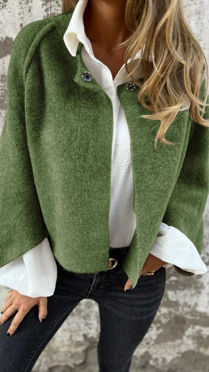 Cardigan Court Femme – Manches Chauve-Souris & Finition Cachemire