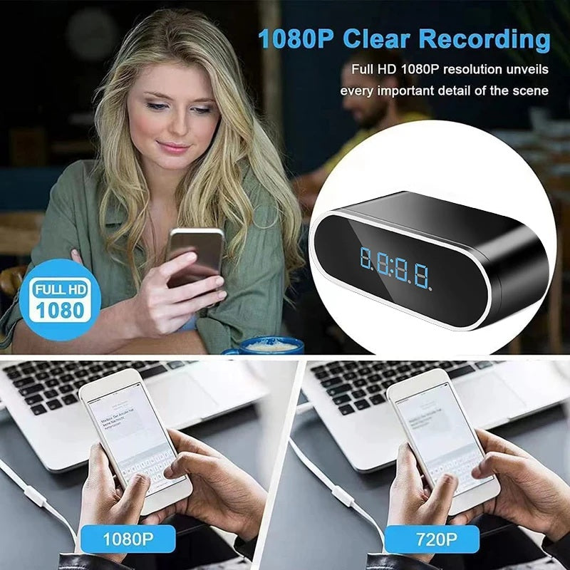 Smart Clock Camera Full HD 1080P Alarm Clock Mini Camera Wireless Wifi Control DVR Camcorder Home Surveillance Monitor Video
