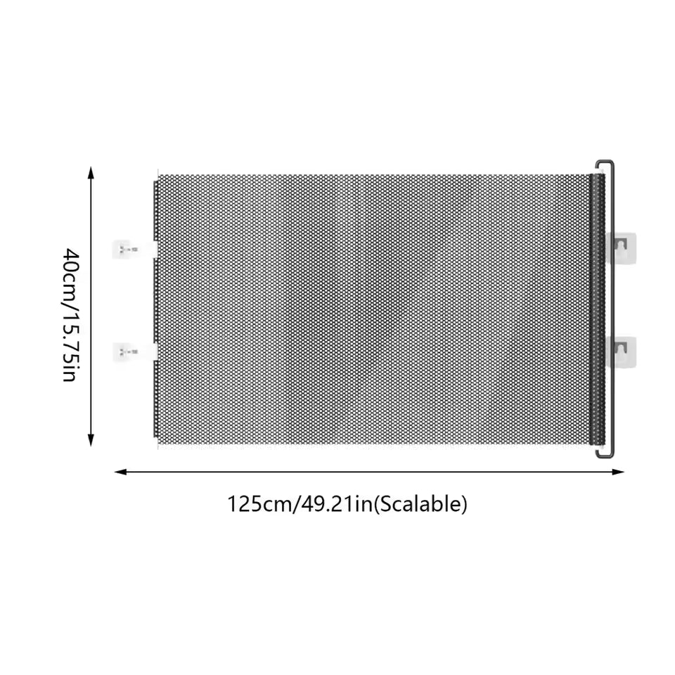 Tall Retractable Dog Gate Mesh Baby Fence Gate, Long Baby Gates Indoor Extra Long Gates for Kids or Pets, Outdoor Retractable Gate with Support Rods - Prevent Crawling Under