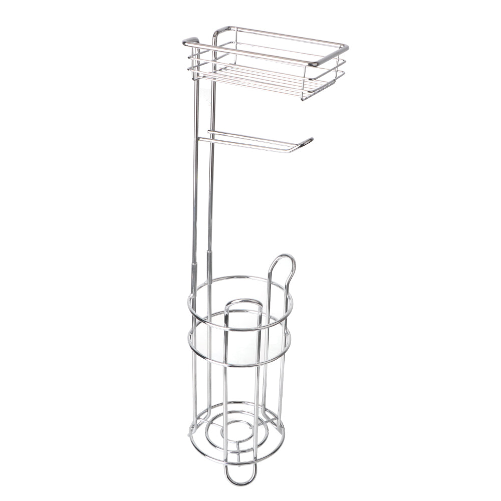 Toilet Paper Holder Upgraded Toilet Paper Stand with 4 Raised Feet Metal Free Standing Tissue Paper Roll Dispenser with Storage Shelf Sturdy Bathroom Accessories