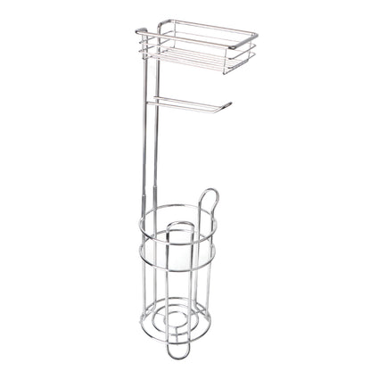 Toilet Paper Holder Upgraded Toilet Paper Stand with 4 Raised Feet Metal Free Standing Tissue Paper Roll Dispenser with Storage Shelf Sturdy Bathroom Accessories