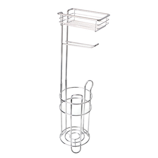 Toilet Paper Holder Upgraded Toilet Paper Stand with 4 Raised Feet Metal Free Standing Tissue Paper Roll Dispenser with Storage Shelf Sturdy Bathroom Accessories