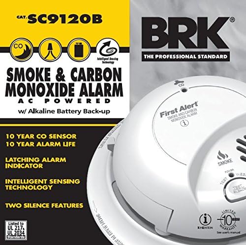 BRK SC9120B-3 Hardwired Smoke and Carbon Monoxide (CO) Detector with Battery Backup, White, Pack of 3