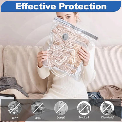 Vacuum Bags Clothes with USB Pump, Pack of 12 Vacuum Bags for Clothing (4 x 40 x 40 cm, 4 x 40 x 50 cm, 4 x 40 x 60 cm), Reusable Vacuum Bags for Travel - Space Saving Travel Essentials