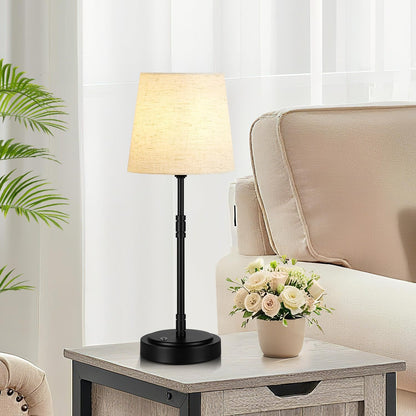 Cordless Table Lamps Set of 2 – Battery Operated Lamp with 5200mAh Rechargeable Battery, Stepless Dimmable Black Lamps with Beige Shade, Wireless Lamps for Dining Room & Nightstand (Bulbs Included)