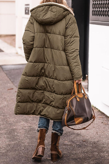 Manteau long à capuche de couleur unie, manches longues, double face, slim, élégant, cardigan