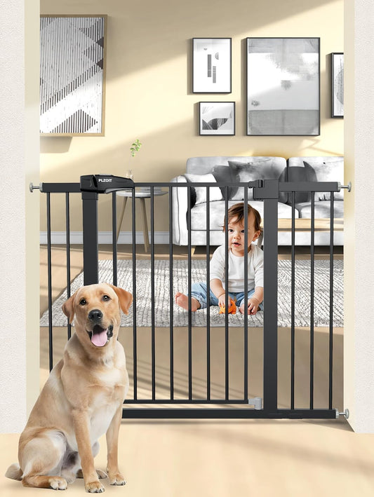 30" Extra Tall Baby Gate for Stairs, Dog Gate for Doorways, Walk Thru Auto Close Metal Child Gate for The House, Stairs and Doorways, Pet Gate Pressure Mounted Dog Gate Indoor