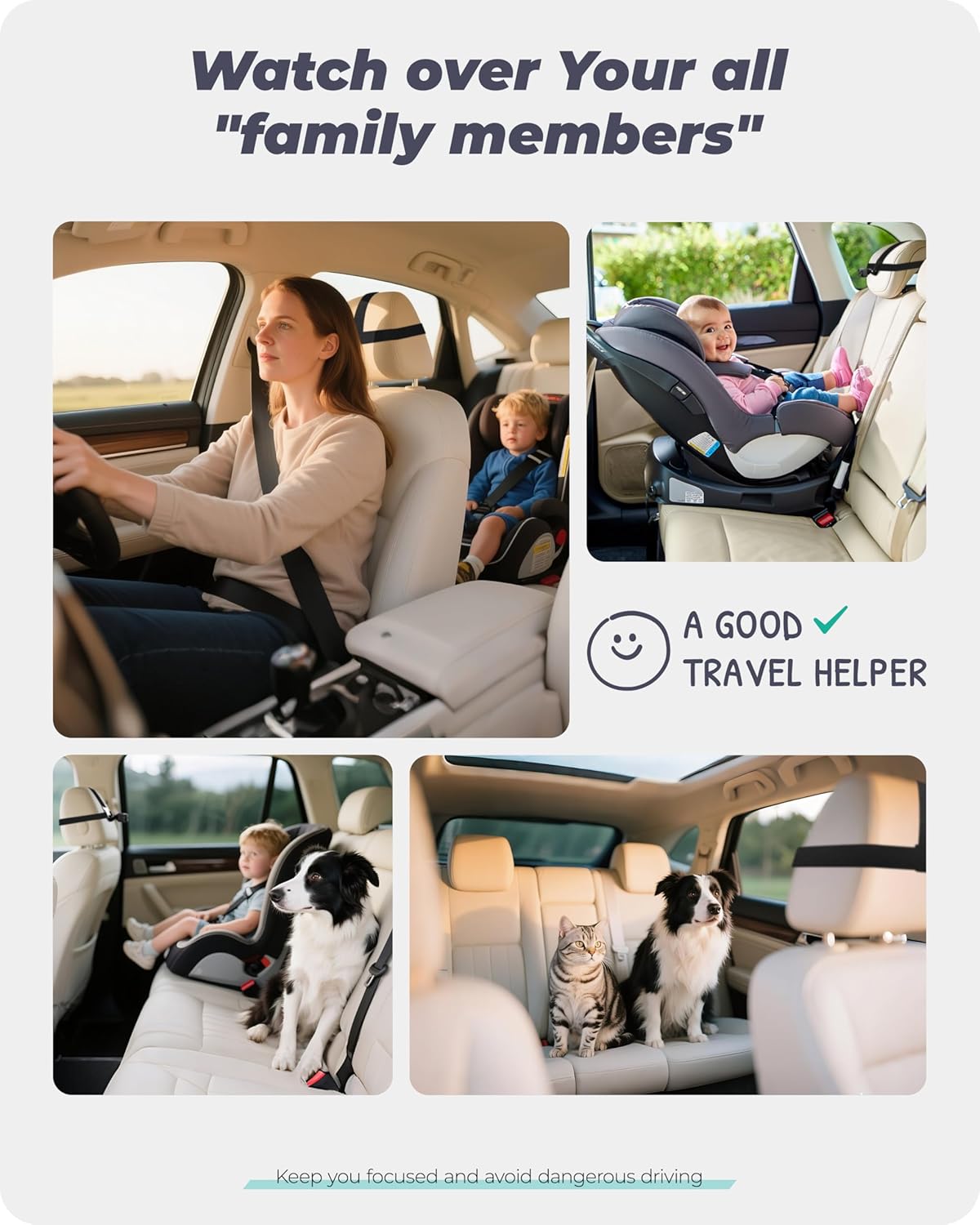 Car Baby Mirror Dual Channel Back Seat Baby Car Camera 1080P with Rear View Car Monitor 6.8'' IPS Screen Kids Pet Night Vision - Only Camera