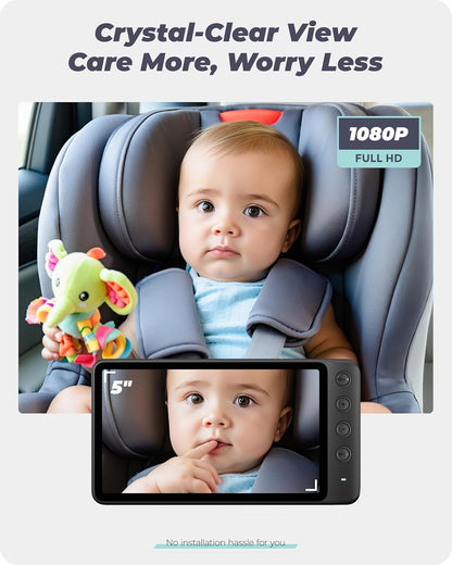 Car Baby Mirror Dual Channel Back Seat Baby Car Camera 1080P with Rear View Car Monitor 6.8'' IPS Screen Kids Pet Night Vision - Only Camera