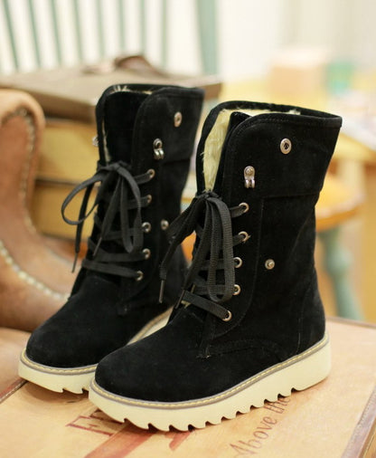 Bottes d’Hiver Fourrure – Snow Boots à Lacets Femme – Chaudes & Antidérapantes