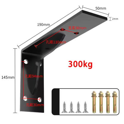 Shelf Brackets 12 Inch, Strong Heavy Duty Floating Shelf Brackets, Industrial Metal Iron Matte Black Shelving Brackets, Thick Brackets Loadbearing 600kg Wall Triangular Support Bracket Suspended TV Cabinet Desk Partition Fixed