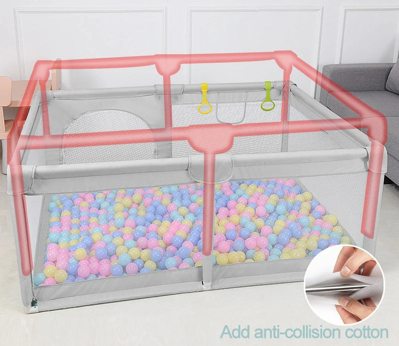 PANGDUBE 5-Sizes Option Baby Playpen Children Playground with Foam Protector Baby Safety Fence Kids Ball Pit Playpen for Babies