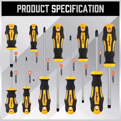 11-Piece Magnetic Screwdriver Set Phillips Flat Head Tip with Magnetizer