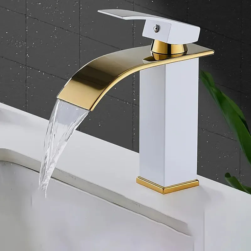 Gold Bathroom Faucet, Brushed Gold Bathroom Faucet, Gold Faucets for Bathroom Vanity, Hot and Cold Dual Control Stainless Steel Alloy Finish Suitable for Bathroom Sink
