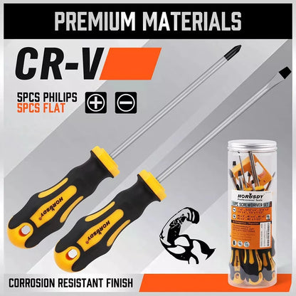 11-Piece Magnetic Screwdriver Set Phillips Flat Head Tip with Magnetizer