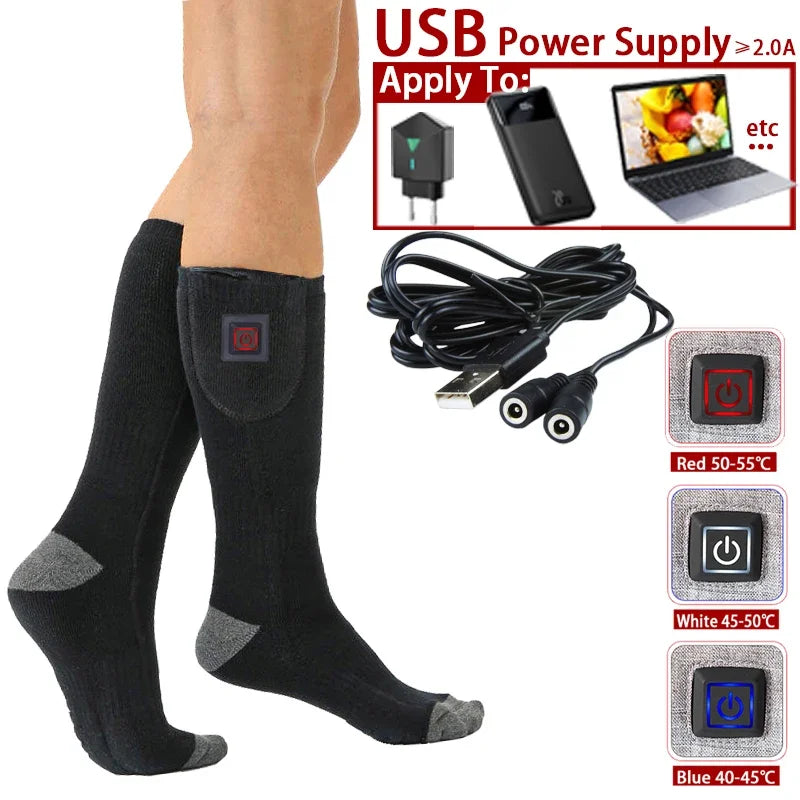 Heated Socks for Men Women Thermal Heating Thermosocks Foot Warmer Socks Trekking Ski Cycling Outdoor Warm Socks