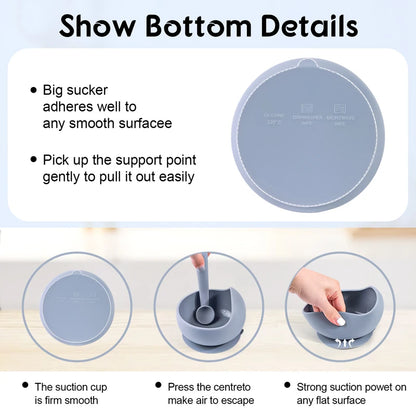 2PC Silicone Sucker Bowl Feeding Tableware for Infant and Young Training Learning To Eat Bowls and Baby Supplementary Food Bowls