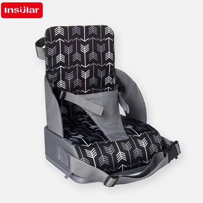 Toddler Booster Seat for Dining Table, Non-Slip Kitchen Chair Booster Seat with Backrest and Adjustable Straps, Portable PU Waterproof Travel Baby Booster Increasing Cushion